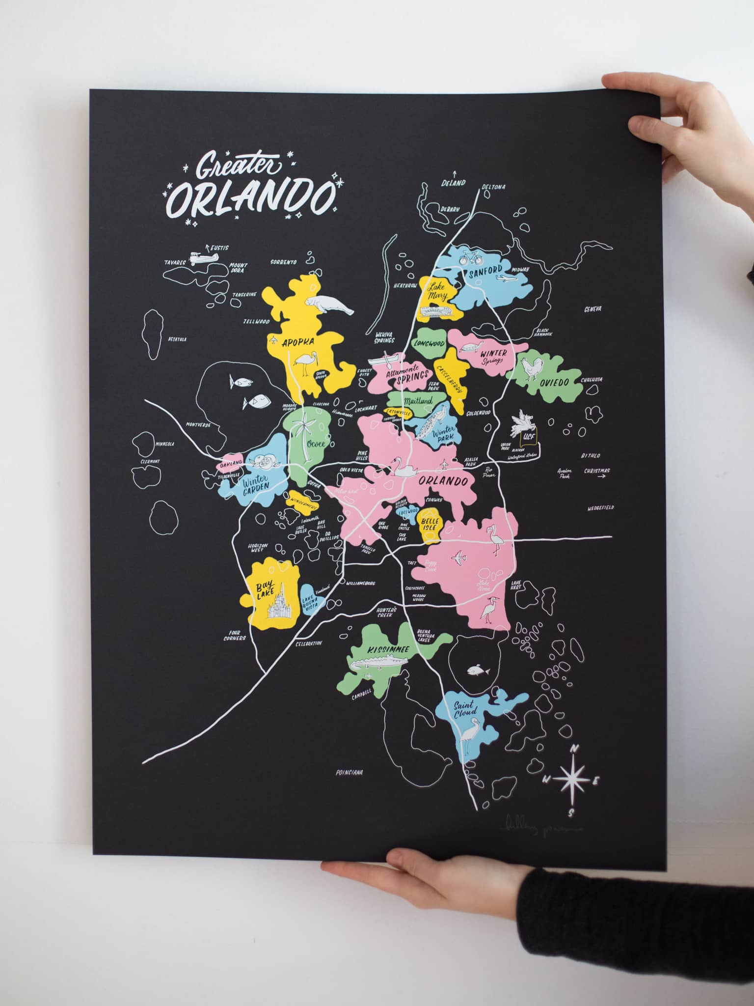 Greater Orlando map print by Hillery Powers